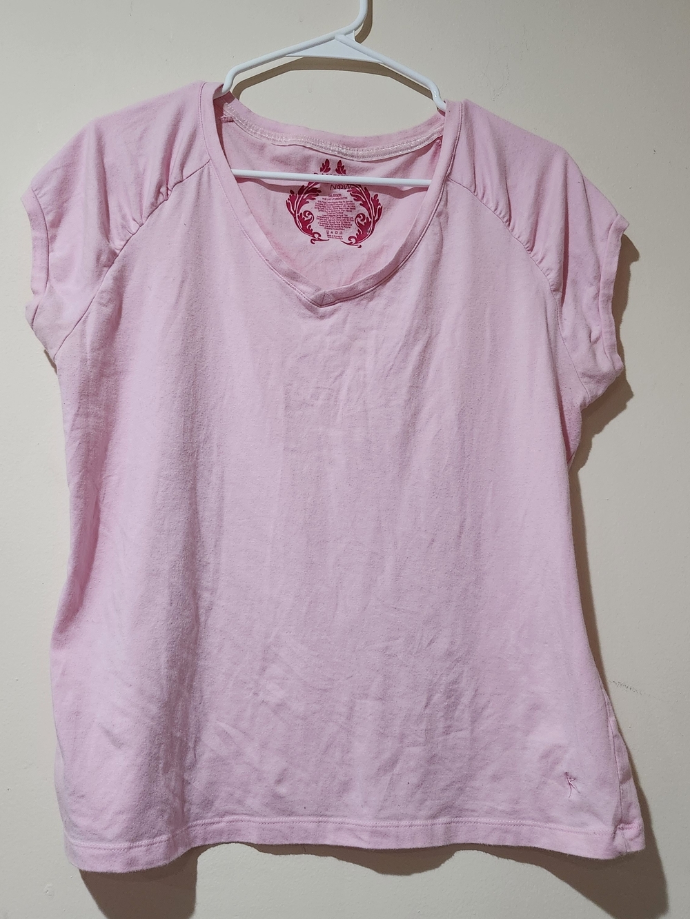 Danskin Light Pink V-Neck Short Sleeve Tee